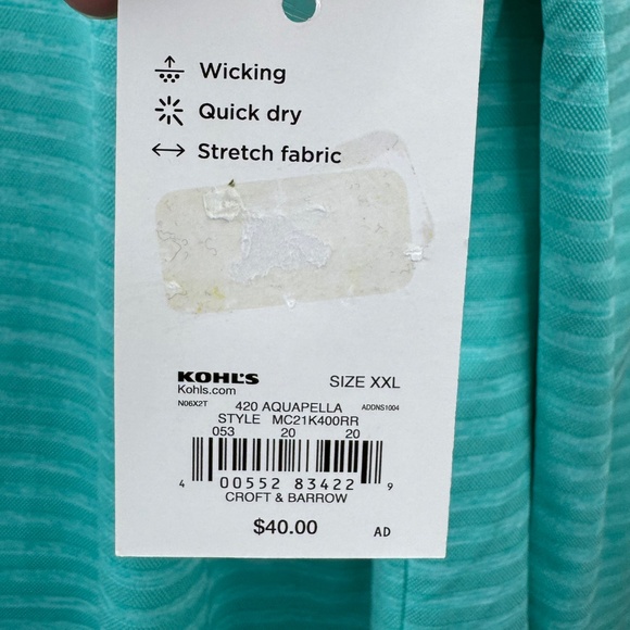 Croft & Barrow Performance Womens Aqua Mock Neck Wicking SweatShirt Top XXL NEW - Picture 8 of 10